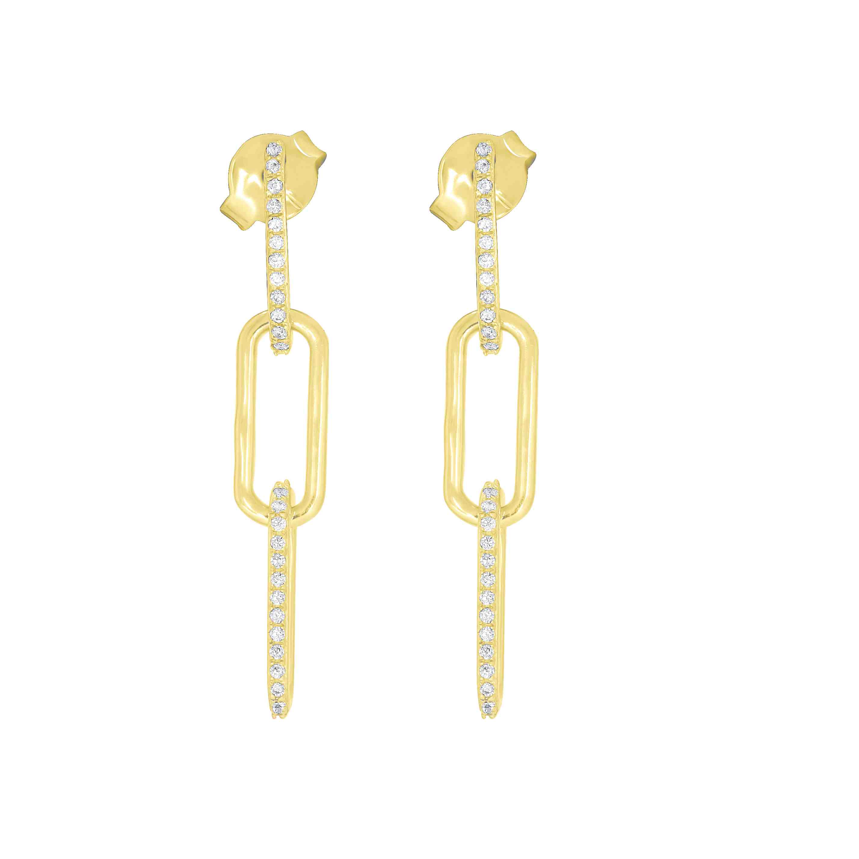 Diamond Link Dangle Paper Clip Long Earrings ER21547A